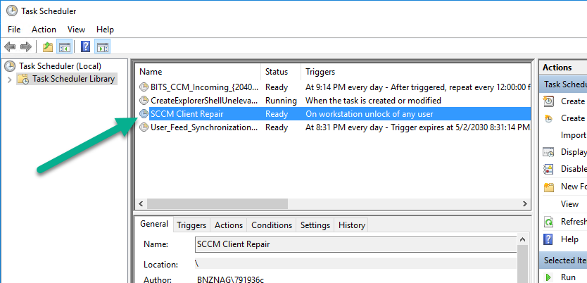 SCCM client repair schedule task