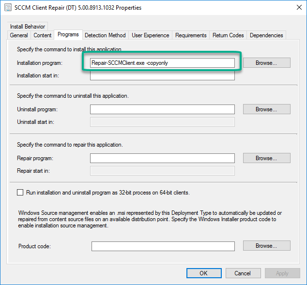 SCCM client Install Reinstall