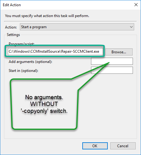 SCCM client Install Reinstall - Schedule task