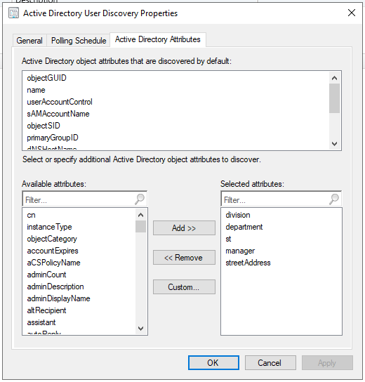 Software Update Compliance Report - User attributes